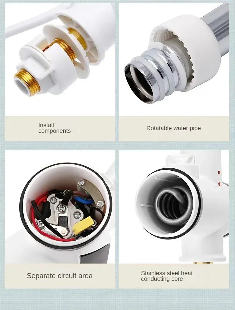 Electric Hot Cold Mixer Tap Instant Heating Faucet Temperature Adjustable Tankless Water Heater Kitchen Bathroom Supplies