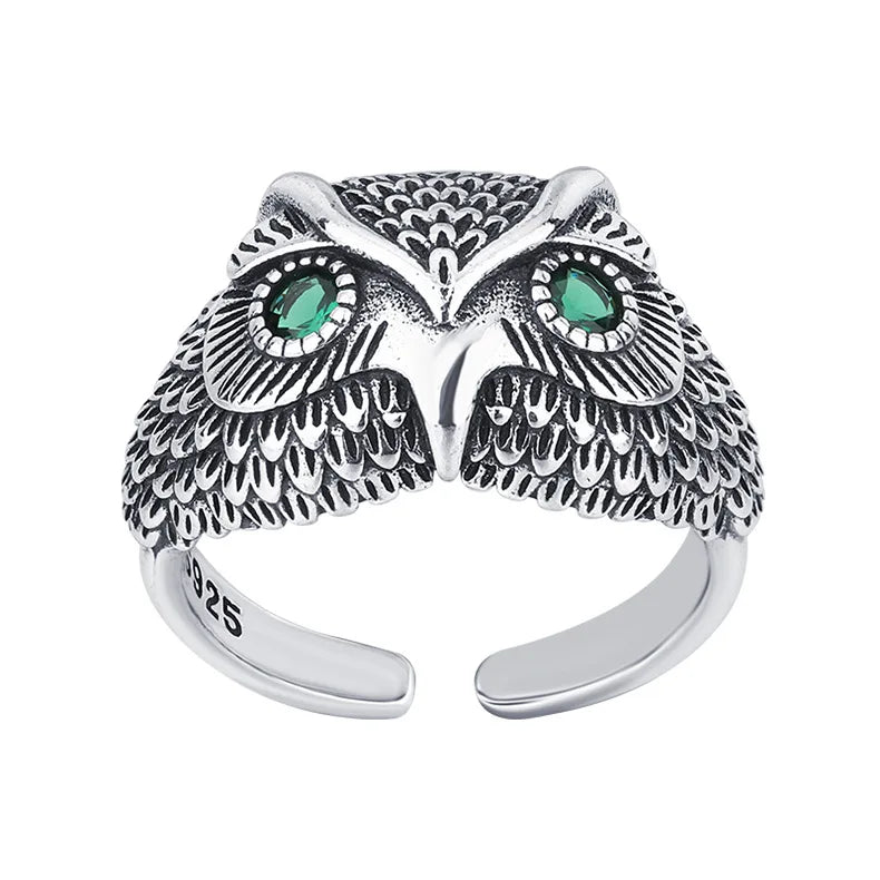 925 Sterling Silver Owl Zircon Open Rings For Women Wedding Engagement Luxury Jewelry Accessories Wholesale Jewellery