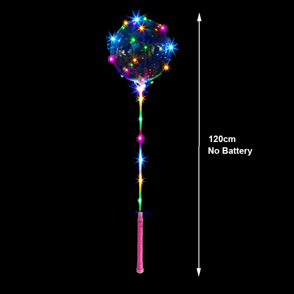 5/10/15/20Packs LED Light Up BoBo Balloons Colorful Handle 120cm Glow in the Dark Bobo Balloon Wedding Valentines Day Decoration