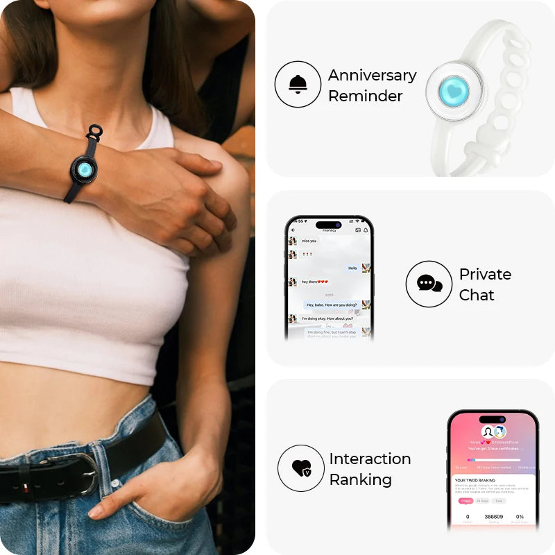 Totwoo Smart Jewelry for Couples Bluetooth Touch Bracelets with App Control Long Distance Romantic Gift for Girlfriend