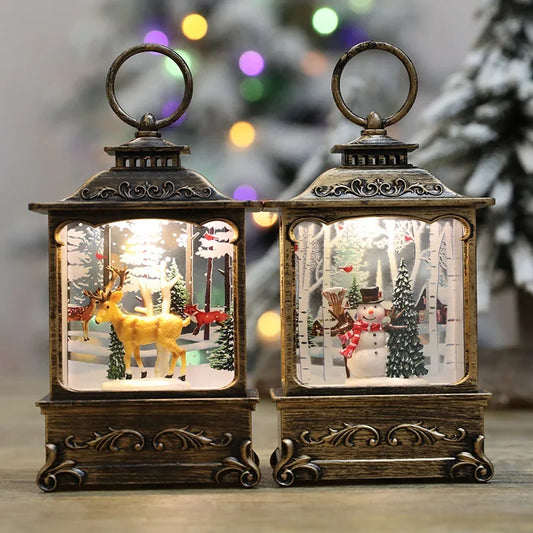 Lighted Christmas Snow Globe Lantern Battery Operated LED Night Light with Hook Christmas Tree Ornaments Gift Ideas