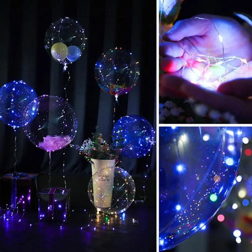 3set Transparent Led Balloons Light Up Balloons With Light Strap Bobo Balloons For Party Birthday Anniversary Wedding Decoration