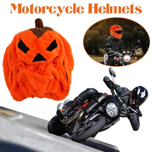Halloween Pumpkin Motorcycle Helmet Cover High Visibility Pumpkin Dustproof Cartoon Full Plush Helmet Protector Motorb H7f5