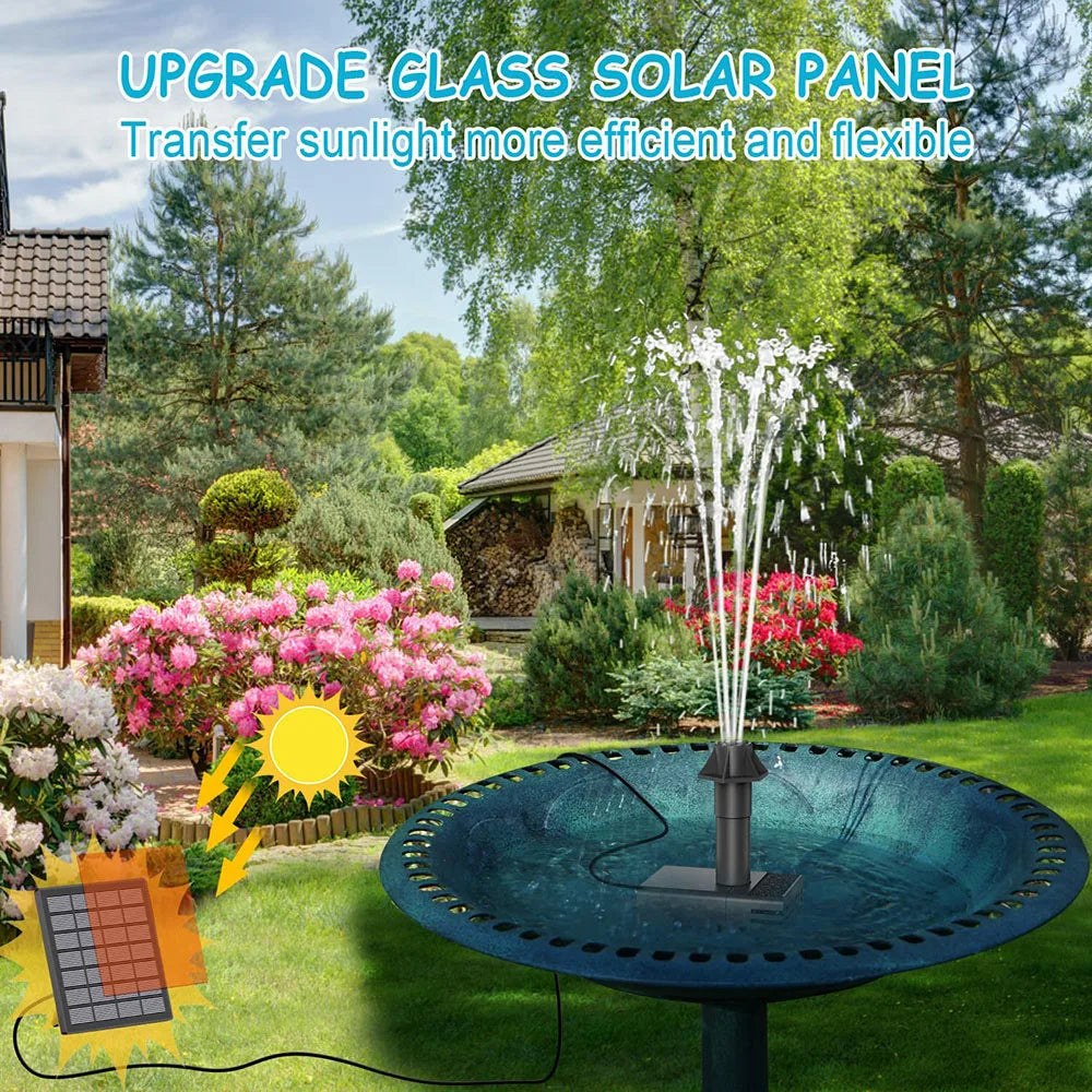 Solar Fountain Kits,1.8W Solar Panel Water Pumps,Solar Powered Bird Bath Fountain Pump with 9.84ft Cable,6 Nozzles for Garden