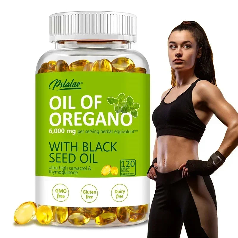 Oregano Oil Softgels - with Oregano & Black Seed Oil,for Digestion,Relieves Bloating,Boosts Immune,Antioxidant - 120 Capsules