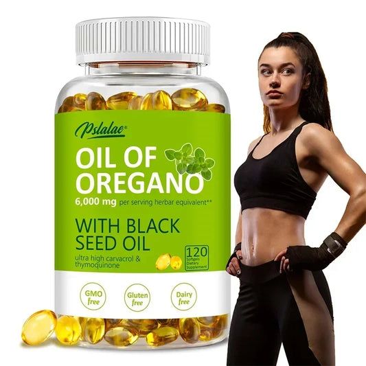 Oregano Oil Softgels - with Oregano & Black Seed Oil,for Digestion,Relieves Bloating,Boosts Immune,Antioxidant - 120 Capsules