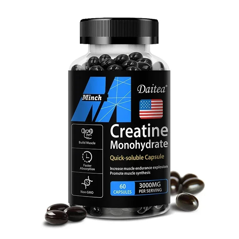Creatine Monohydrate 3,000 Mg - Improves Energy and Endurance, Increases Muscle Mass, and Athletic Performance, 120 Capsules