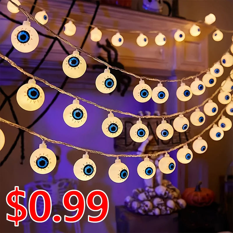 Halloween LED String Light Battery Powered Decor Lamp DIY Fairy Lamp Portable Spooky Lighting For Home Party Yard Haunted House