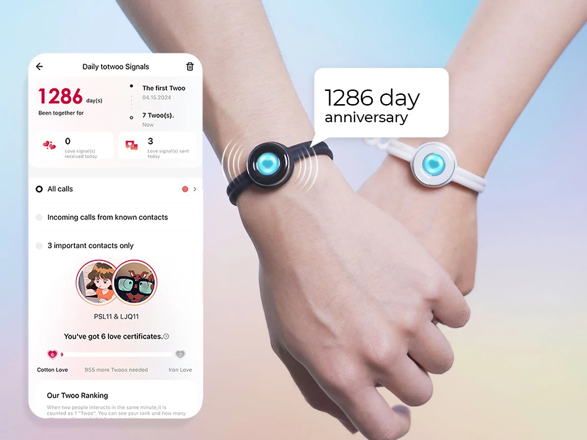 Totwoo Smart Jewelry for Couples Bluetooth Touch Bracelets with App Control Long Distance Romantic Gift for Girlfriend