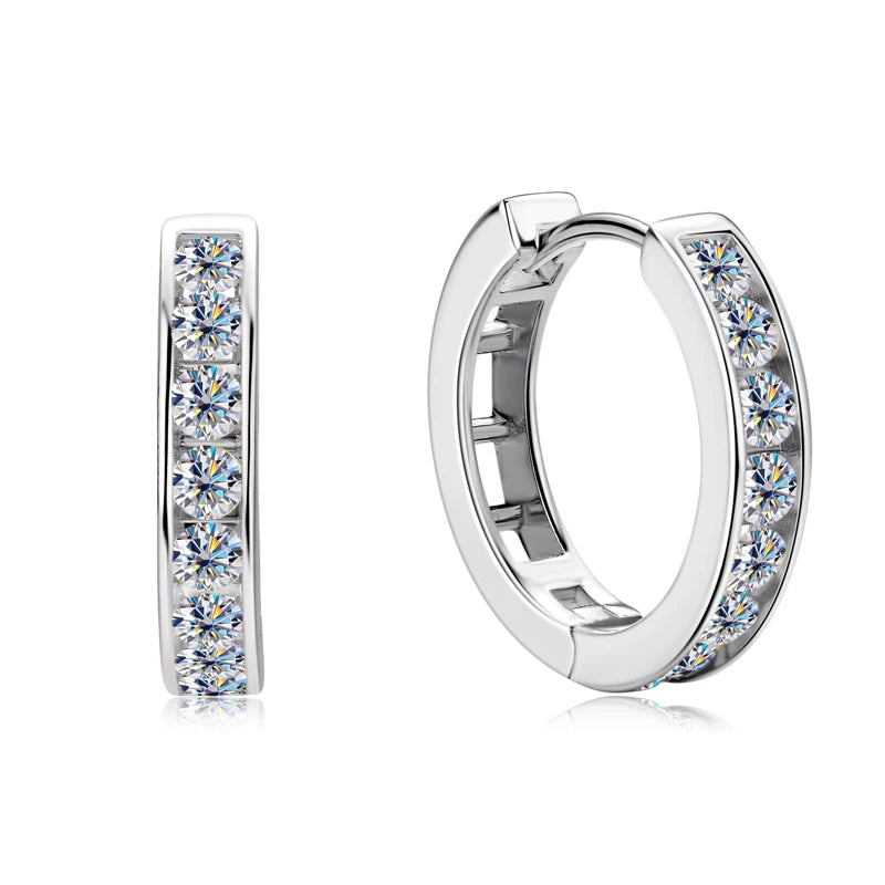 RAPRGOLD GRA Certified Moissanite Hoop Earrings for Women Men's Real S925 Sterling Silver Round Earring Jewelry Gifts orecchini