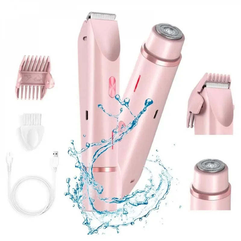 Portable Ladies Shaver  Waterproof 2 in 1 Lady Pubic Hair Groomer Painless Hair Removal Razor Women Electric Body Shaver