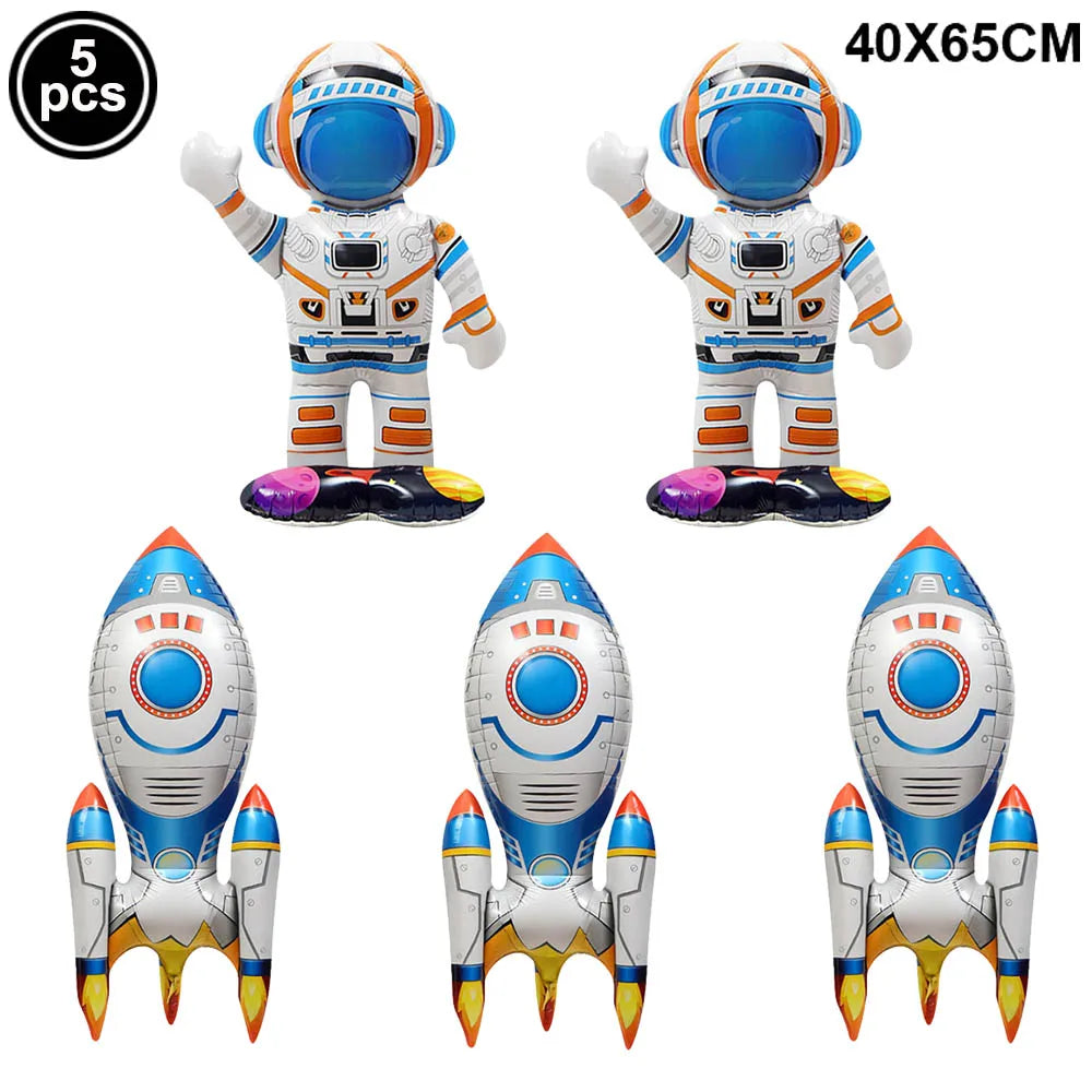 4D Spaceship Balloon 4D Standing Astronaut Ballon Large Space Shuttle Inflate Balloon for Rocket Birthday Decoration Baby Shower