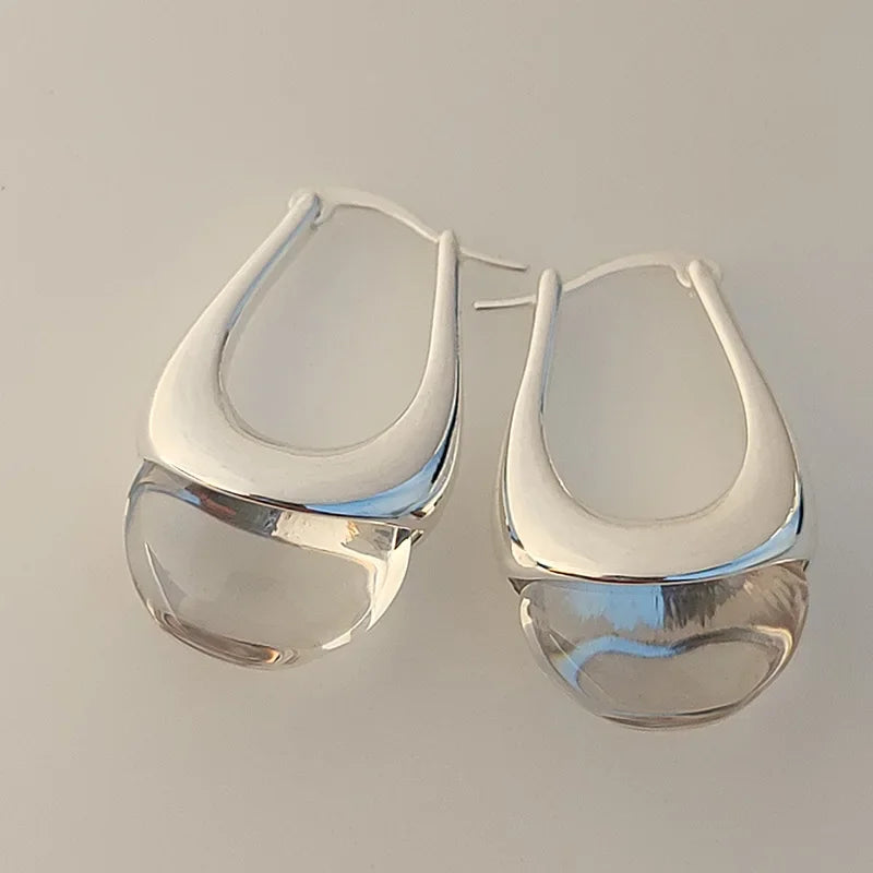 Smooth Water Droplet Luxury Design Popular Trendy Earrings Ear Buckles for Women Jewelry Accessories Dangle Earrings