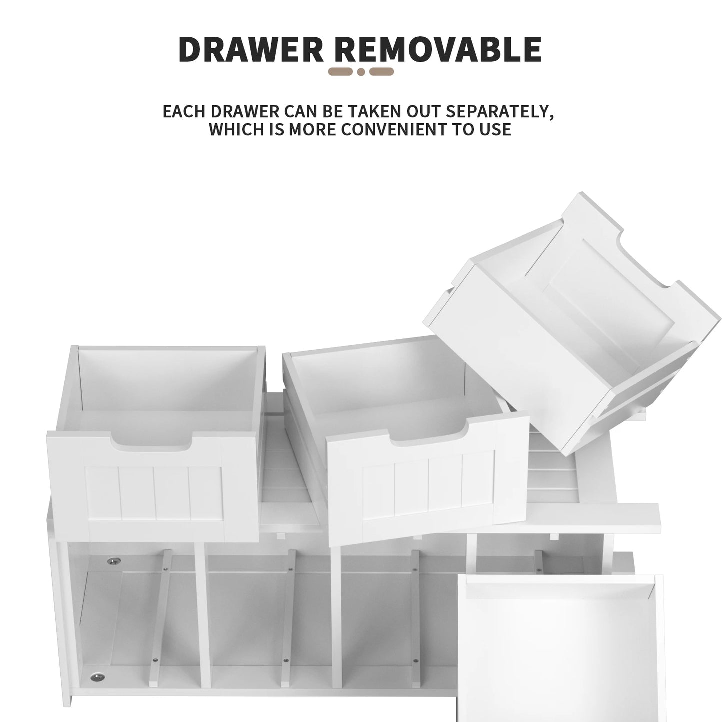 Bathroom Storage Cabinet with 4 Drawers, Wooden Modern Style Free-standing Cabinet for Bathroom, 30 x 30 x 82 cm, White