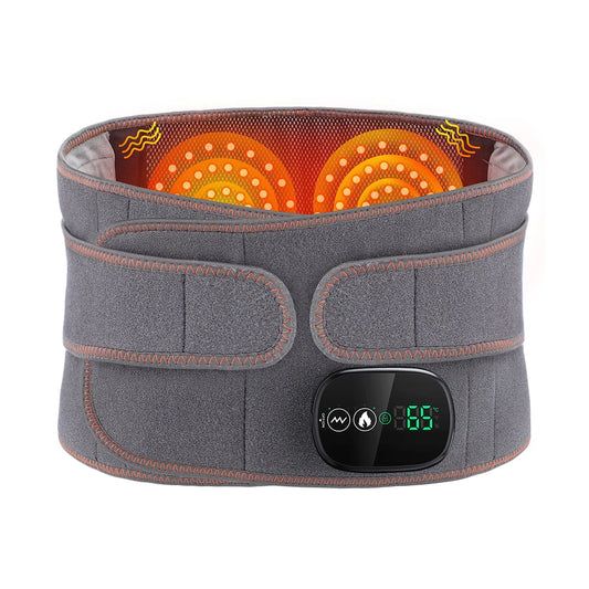 Heating Vibration Massager Belt, Dual Red Light Hot Compress Waist Support Brace Waist Back Massage Lumbar Support Belt
