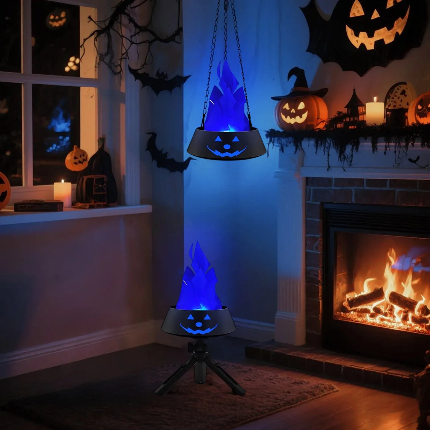Halloween Charging LED Creative Simulation Flame Light Halloween Brazier Light Decorative Ambient Light Halloween Party Gift