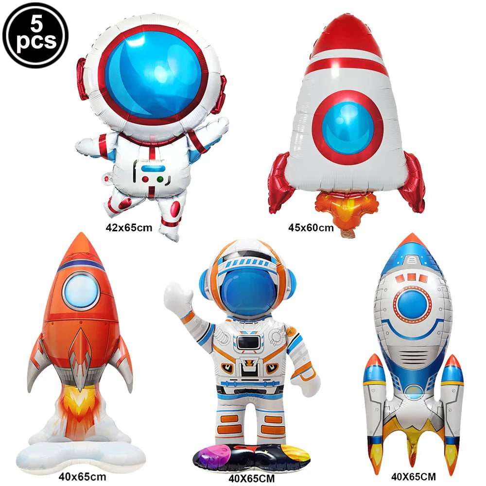 4D Spaceship Balloon 4D Standing Astronaut Ballon Large Space Shuttle Inflate Balloon for Rocket Birthday Decoration Baby Shower