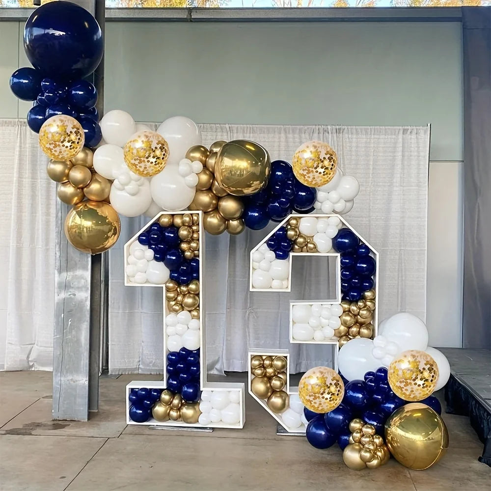 99Pcs Navy Blue Gold White Balloon Arch Kit for Baby Shower Birthday Wedding Party Graduation Celebration Anniversary Decoration