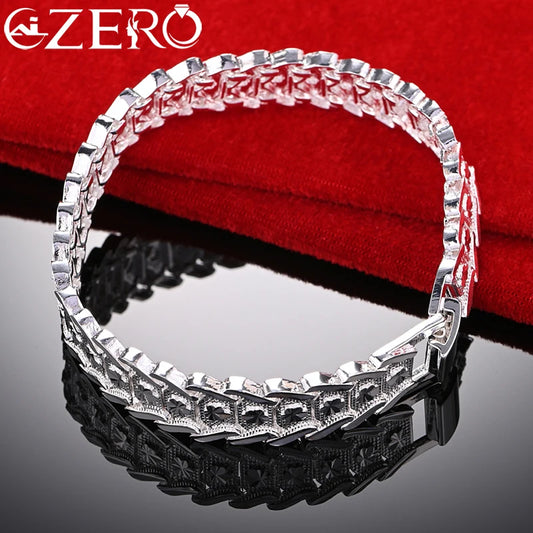 ALIZERO 925 Sterling Silver Fashion Wristband Bracelet Chain For Men's Woman Wedding Party Charm Noble Accessories Jewelry Gift