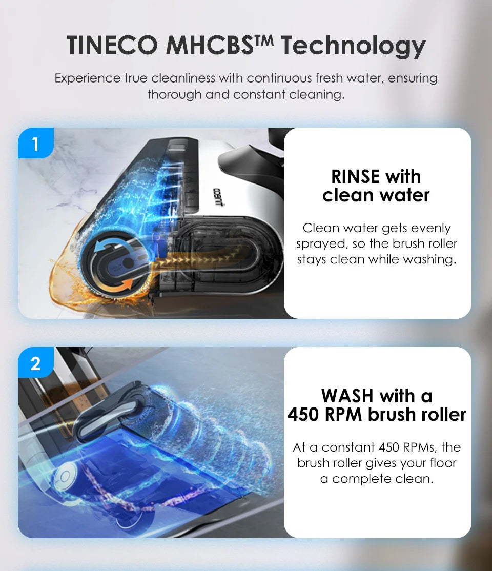 Tineco Floor One S6 Cordless Wet Dry Vacuum Cleaner Floor Washer Mop All-in-One for Hard Floors LED Dual-Sided Edge Cleaning