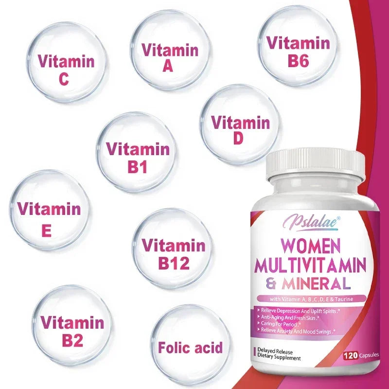 Women's Multivitamins & Minerals - Enhances Energy Levels, Anti-aging, Promote Healthy Hair, Skin and Nails