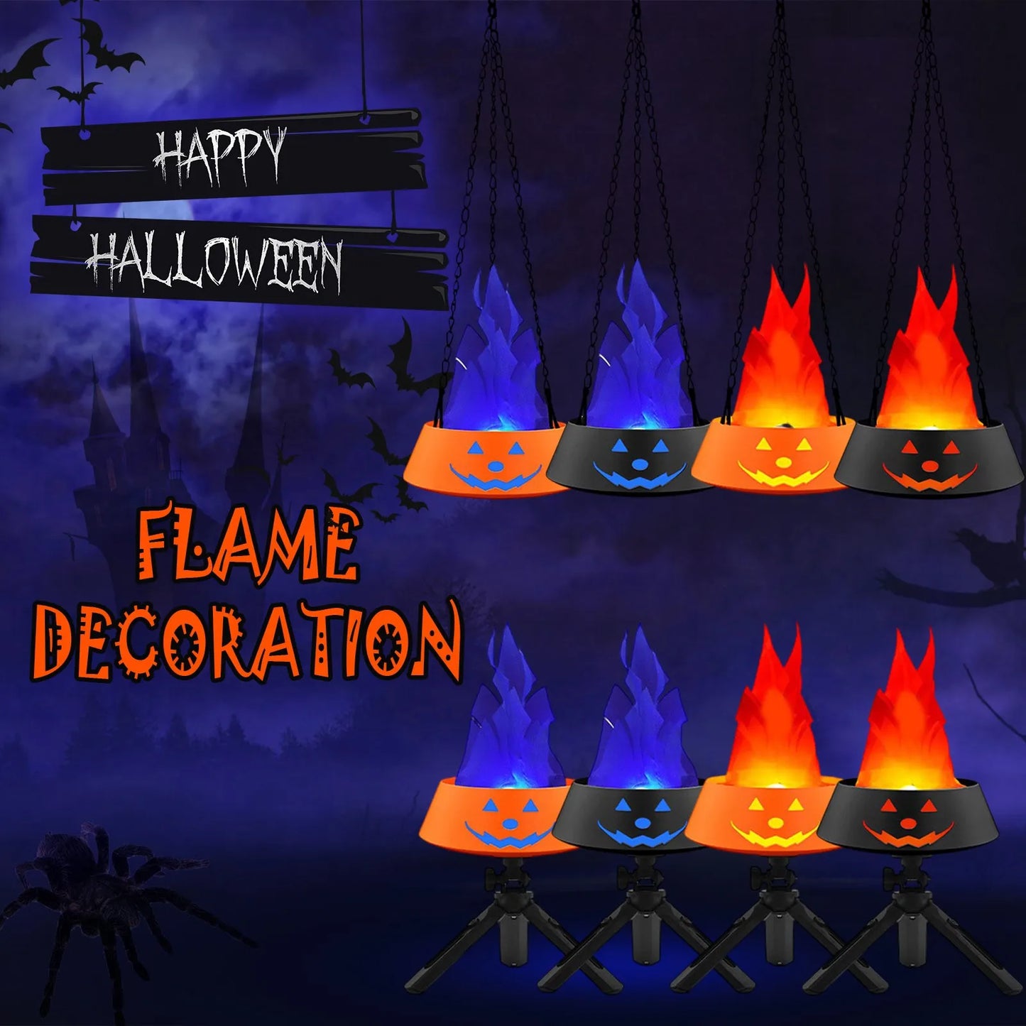 Halloween Charging LED Creative Simulation Flame Light Halloween Brazier Light Decorative Ambient Light Halloween Party Gift