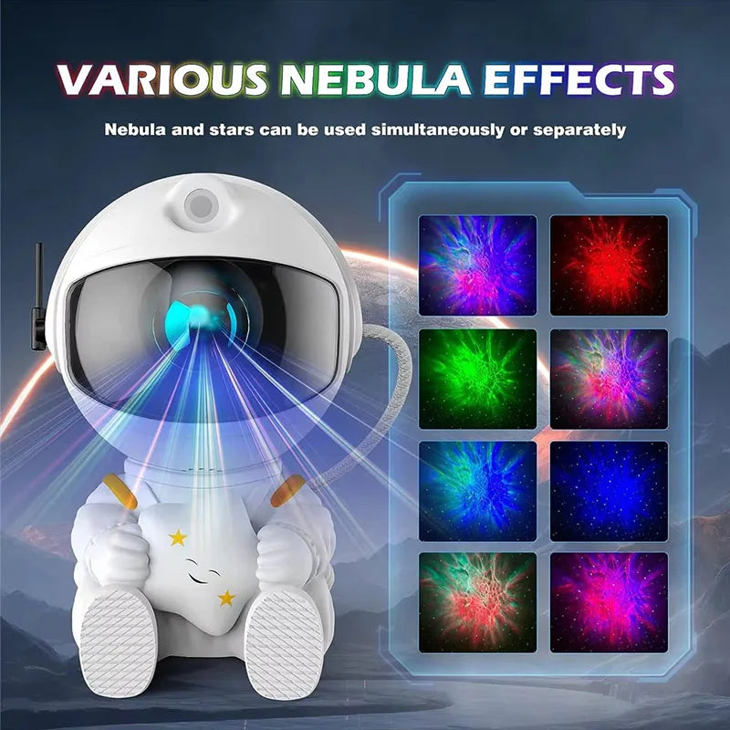Creative Astronaut Star Projection Night Light 2025 New Colorful Star Sky Atmosphere Lamp Ideal Birthday Gift for Kids Adults