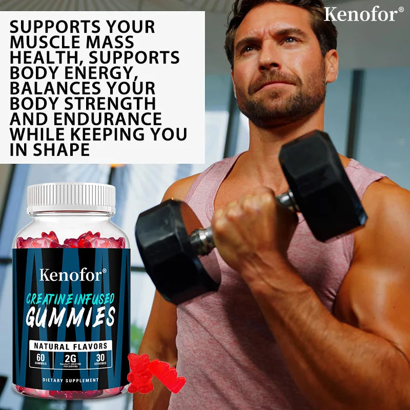 Creatine Gummies - Helps Increase Strength, Endurance, and Muscle Recovery, Improving Athletic Performance - 60 Gummies