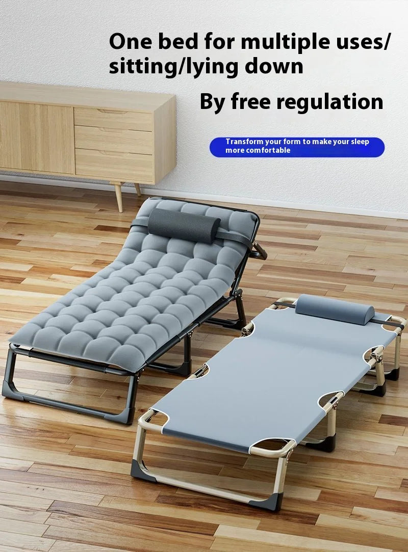 GIANXI Summer Outdoor Rollaway Bed Single Bed Simple Office Rollaway Chair Nap Bed Cotton Padded Recliner Accompanying Cot