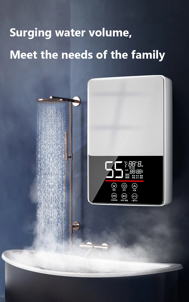 DMWD Electric Thermostatic water heater 7000W Remote Control Instant heating waterproof tankless water heater for shower bath