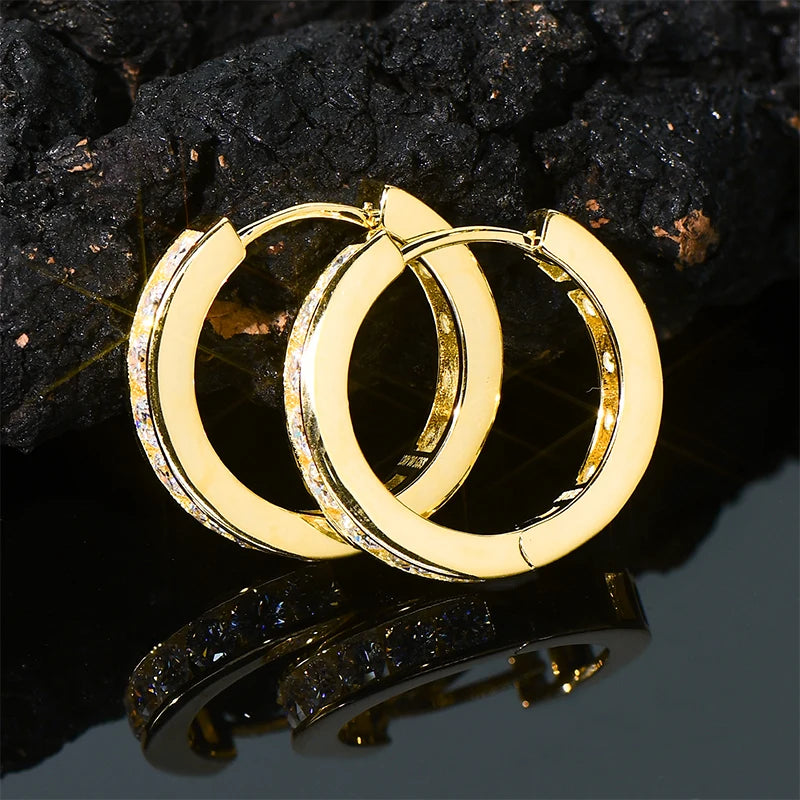 RAPRGOLD GRA Certified Moissanite Hoop Earrings for Women Men's Real S925 Sterling Silver Round Earring Jewelry Gifts orecchini