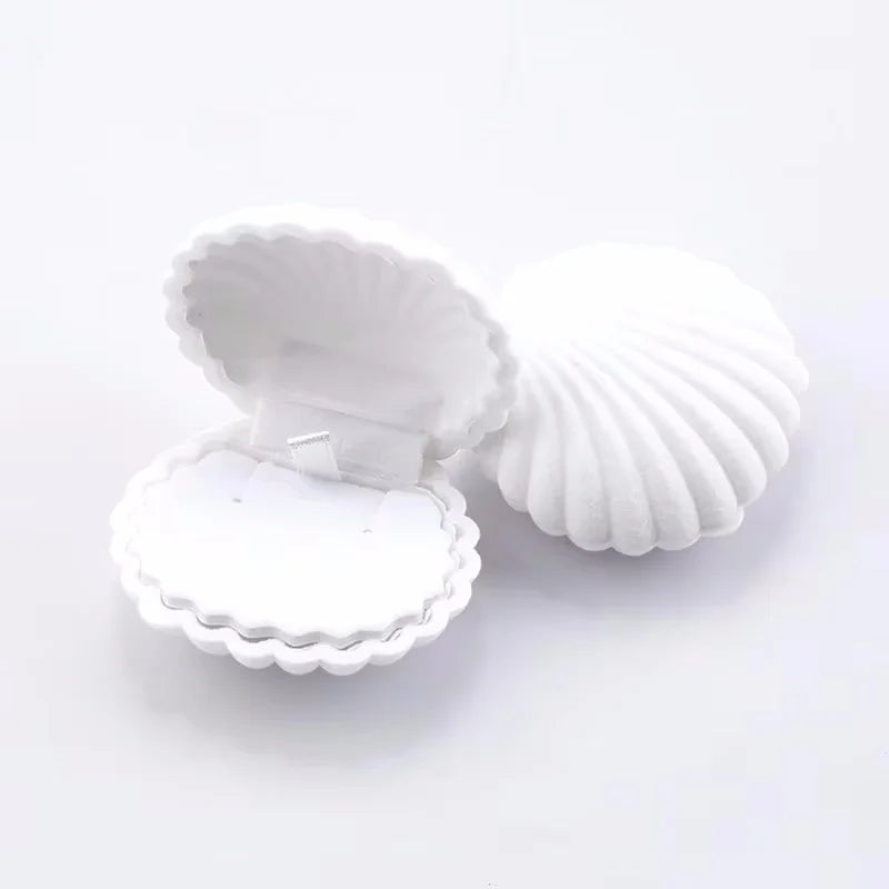 1 Piece Lovely Shell Shape Velvet Jewelry Box Wedding Engagement Ring Box for Earrings Necklace Bracelet Display Gift Box Holder