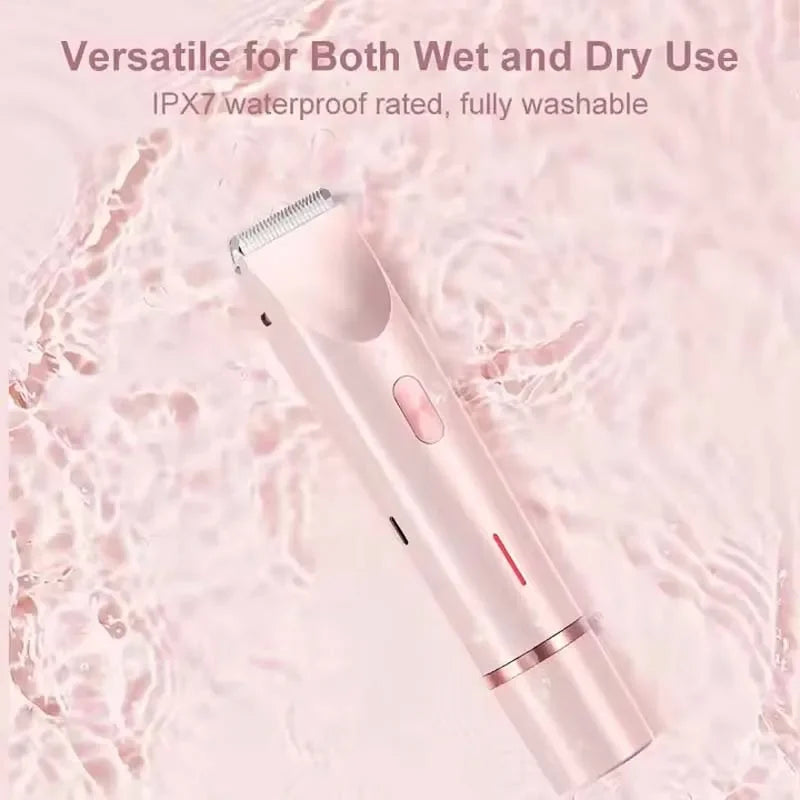 Portable Ladies Shaver  Waterproof 2 in 1 Lady Pubic Hair Groomer Painless Hair Removal Razor Women Electric Body Shaver