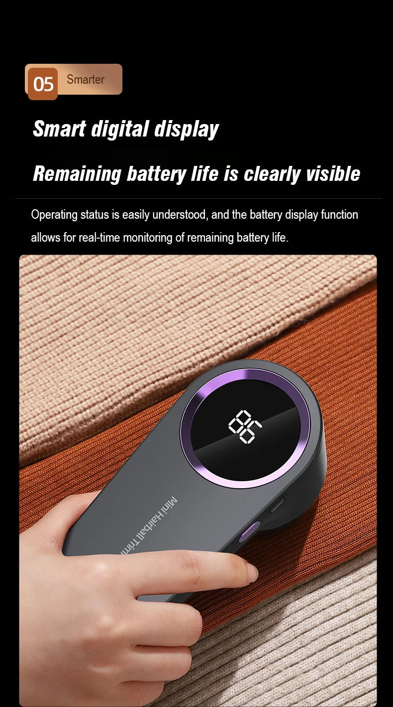 Electric Lint Remover for Clothes LCD Display Portable Hair Balls Fuzz Removers Household Fabric Shaver USB Rechargeable