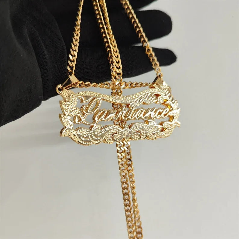 Zciti Personalized Luxury Custom Name Double Layer Necklace Stainless Steel Jewelry For Special People Christmas Gift