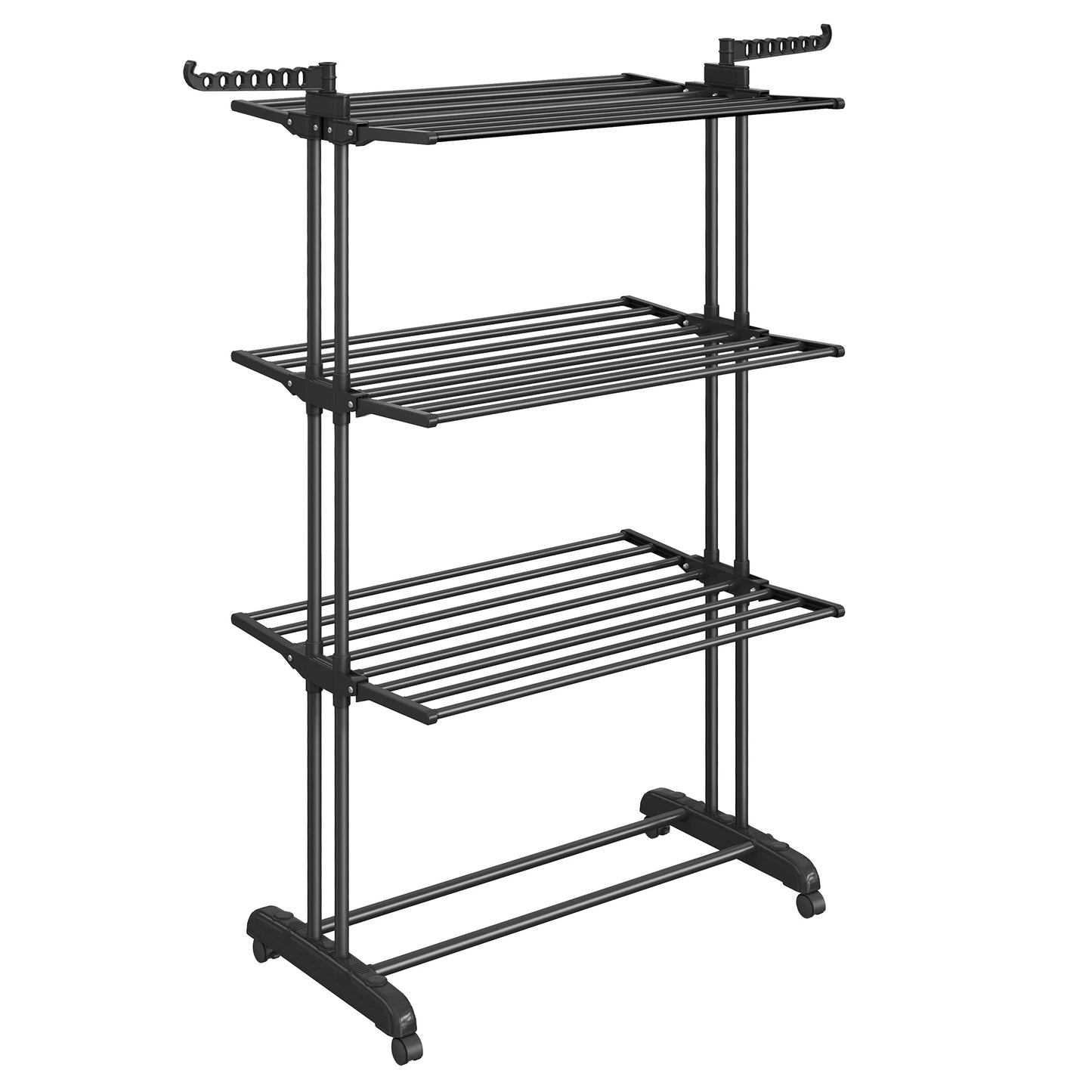 SONGMICS Large Clothes Airer, Foldable Clothes Drying Rack Laundry 4-Tier, Moveable Clothes Horse, 64 x 126 x 172 cm
