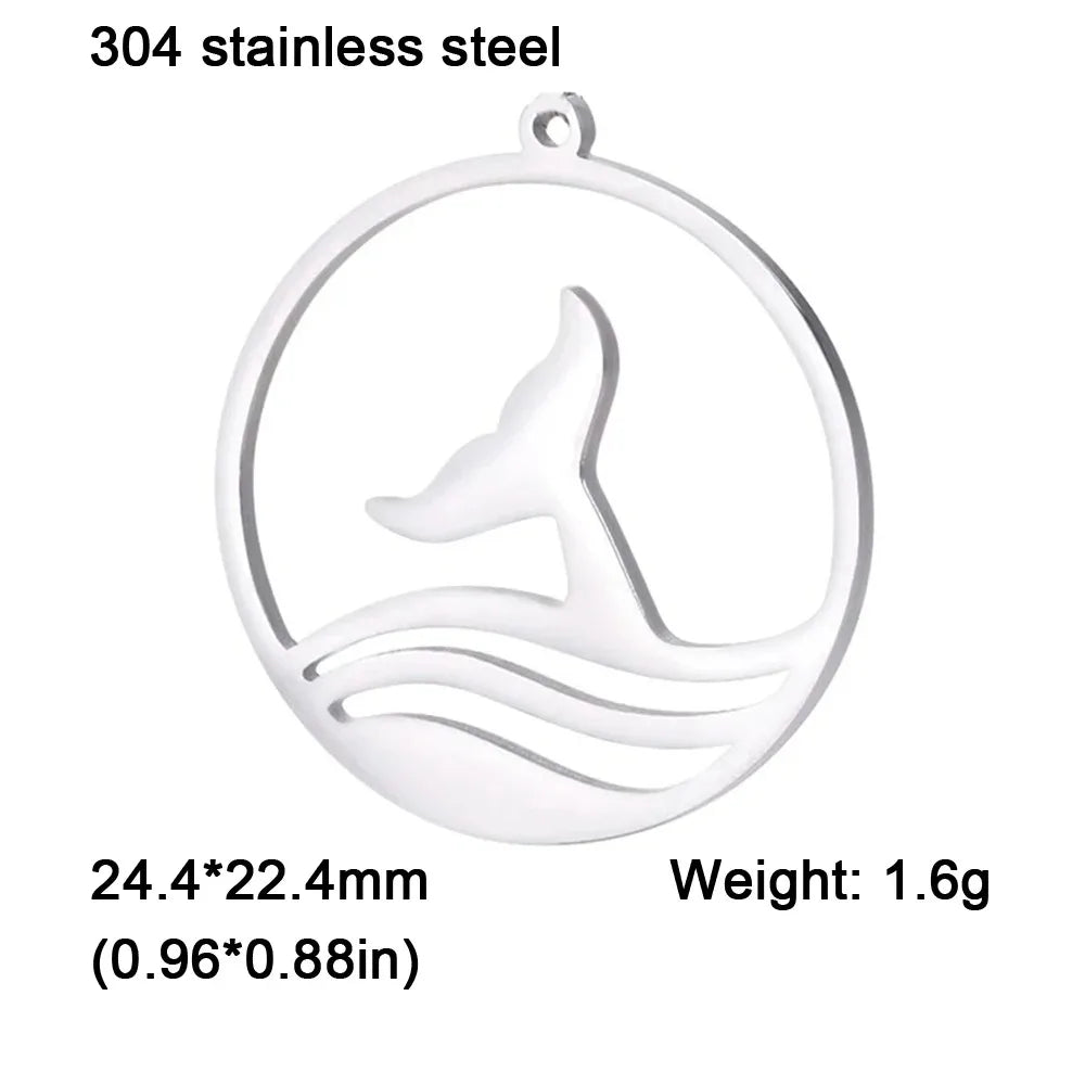 EUEAVAN 1pc Mermaid Stainless Steel Pendant Ocean Sea Fish Tail Charms Necklace Earrings Jewelry Making Accessories Wholesale