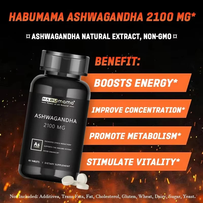 Organic Ashwagandha 60 Capsules Men Enhancing Supplement ,Natural Energy & Stamina Booster,Promotes Size