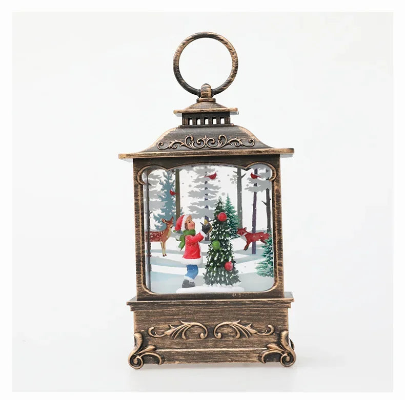 Lighted Christmas Snow Globe Lantern Battery Operated LED Night Light with Hook Christmas Tree Ornaments Gift Ideas