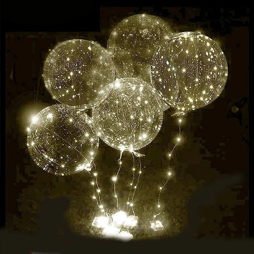 3set Transparent Led Balloons Light Up Balloons With Light Strap Bobo Balloons For Party Birthday Anniversary Wedding Decoration