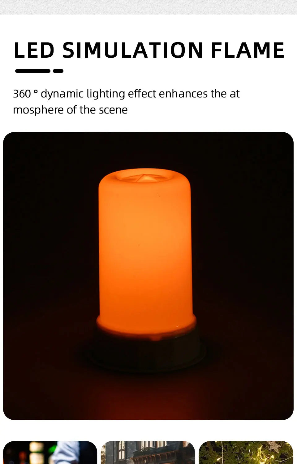 LED Flame Light Halloween Flameless Candle Battery model Light DC 5V Rechargeable Dimmable Night Light Yard LED  Festival decora