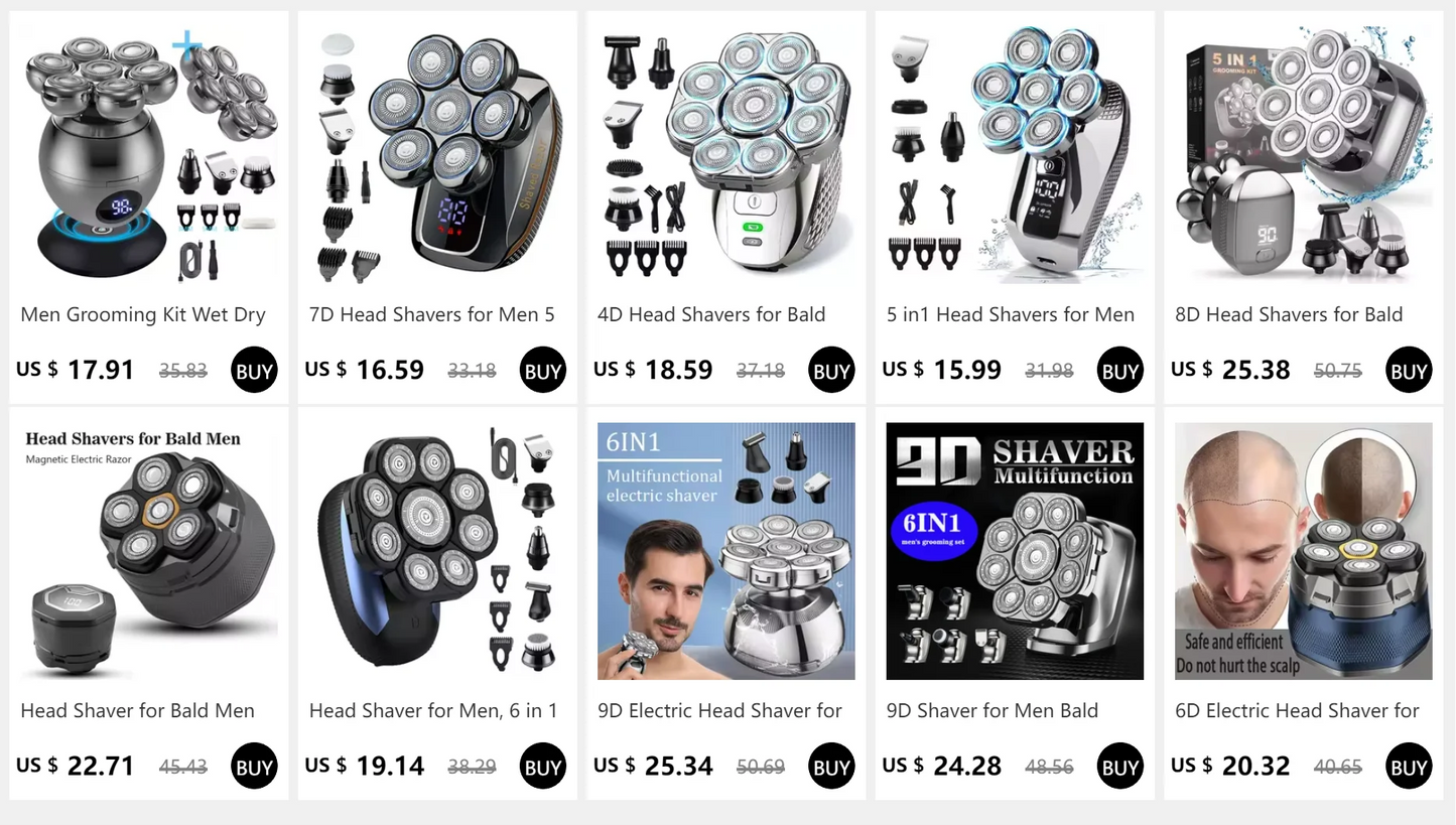 7D Head Shavers for Men 5 in 1 Electric Mens Head Shaver for Bald Men Wet & Dry Waterproof Bald Head Shaver Electric Shavers Men