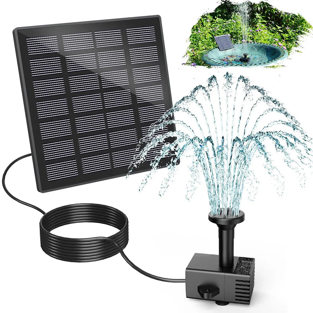 Solar Fountain Kits,1.8W Solar Panel Water Pumps,Solar Powered Bird Bath Fountain Pump with 9.84ft Cable,6 Nozzles for Garden