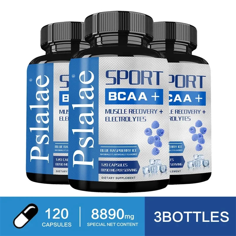 مكمل رياضي BCAA - كبسولات الأحماض الأمينية المتفرعة السلسلة - يعزز القوة ومستويات الطاقة ويزيد كتلة العضلات.