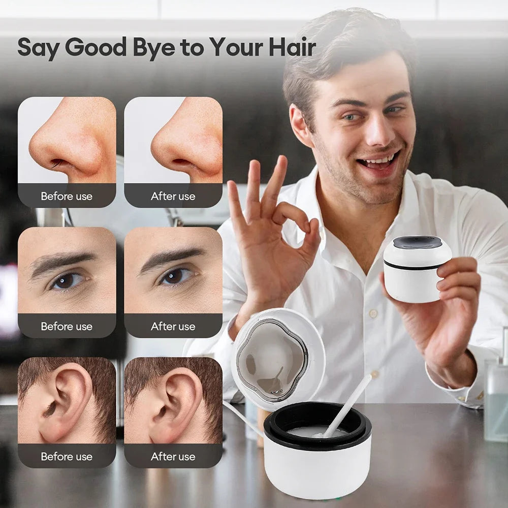 Mini Painless Wax Kit for Men,Women,Wax Heater Machine with 2 Silicone Bowls,3 Silicone Sticks for Nose,Ear,Underarm Hair Remova