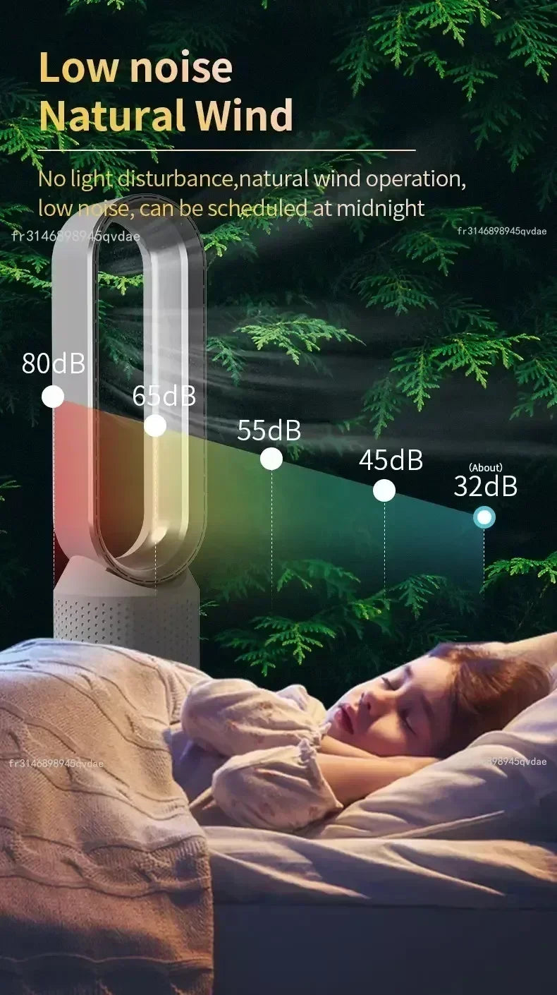 2025 Air Purification Circulation Bladeless Ultra-Quiet Dormitory Desk Floor Electric Fan Tower Bladeless