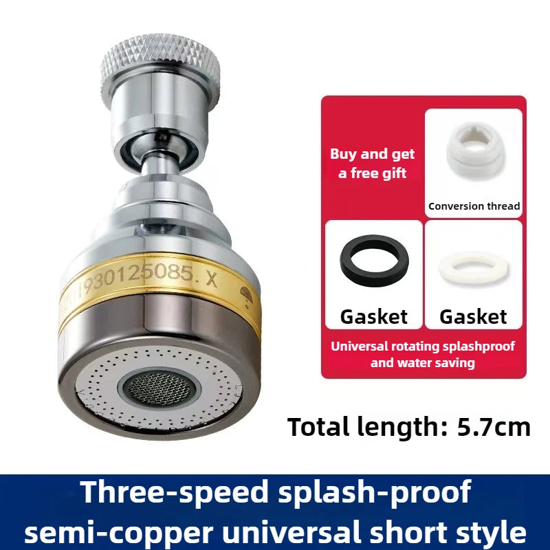 Three Levels Adjustable Brass Kitchen Faucet Aerator Extender Water Saving Anti Splash Stainless Steel Bathroom Accessories