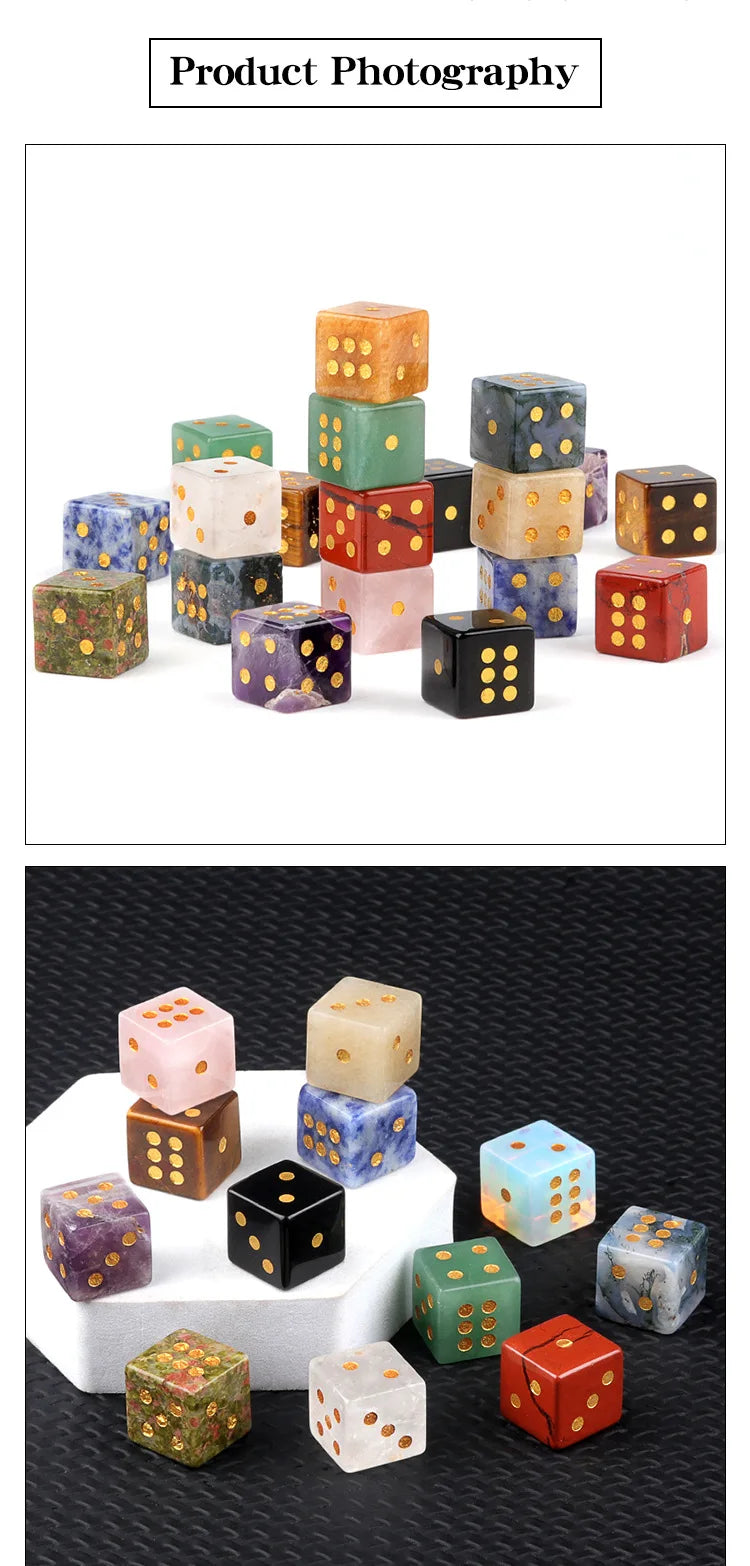 5pc 1.6cm Natural stone amethyst dice Agate tiger eye stone particle Guess the number of points wholesale