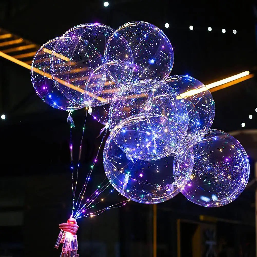 3set Transparent Led Balloons Light Up Balloons With Light Strap Bobo Balloons For Party Birthday Anniversary Wedding Decoration