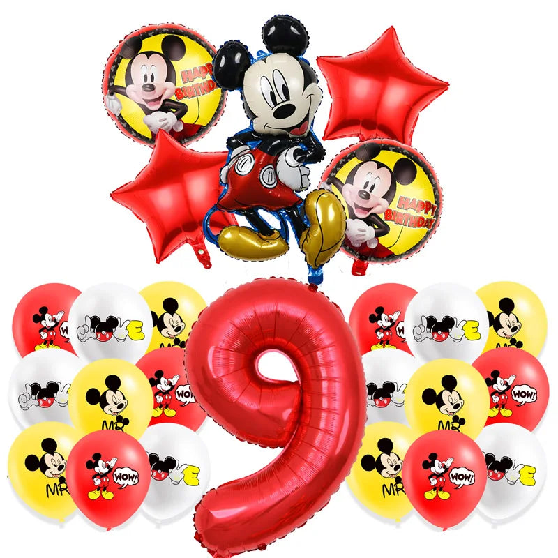 Mickey Mouse Birthday Decoration  Kids Balloons Disposable Tableware Banner Cups Pendant Baby Shower Supplies Kid Gift